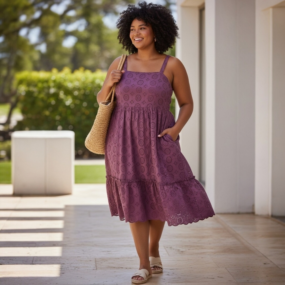 NWT New Lane Bryant Sleeveless Fit & Flare Lace Overlay Dress with Pockets